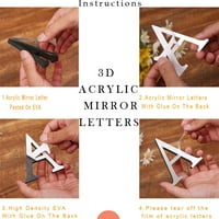 Labakihah Zidne naljepnice i mirils Pisma DIY 3D ogledalo akrilne zidne naljepnice naljepnice za uređenje