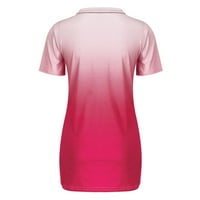 Ženski vrhovi ženske kratkih rukava V-izrez Gradijent boja labave casual tee majica TOPS PINK XL