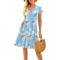 Ženska modna ljetna ležerna haljina s kratkim rukavima s kratkim rukavima