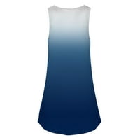 Ženske ljetne gradijentne kože bez rukava bez rukava O-izrez Gumb Prednji labav Comfy Mini tenkovska haljina s džepovima Plavi XL
