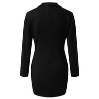 Ljetne haljine za žene dugih rukava Mini labavi V-izrez od pune putne haljine crne s