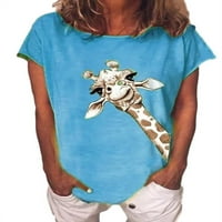 Giraffe Print Women Ležerne košulje Žensko ljeto vrhovi Tee