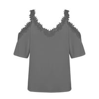 Ženski ljetni vrhovi Ženska bluza s kratkim rukavima Ležerne prilike pune košulje okrugli izrez Sivi