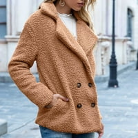 Zimski kaputi za žene moda toplo nejasna fleece šerpa jakne sa čvrstim bojama navratnik plus veličine