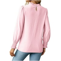 Ženska Comfy poslovna bluza za bluze u trene u trendu radom Vintage Odjeća Casual Loose dugih rukava Majice Solid Boja Plus Veličina Pulover ruff
