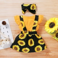 Novorođenče za djevojčice Ljetna odjeća setovi ruffle rukave top majice cvjetne suspenzije haljine za