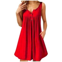 Ljetne haljine za žene Ženske haljine Mini haljine bez rukava Mini Boho haljine od pune haljine na plaži Haljine za odmor Pokloni na klirensu crveno 3xl