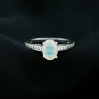 1. CT Etiopski Opal i dijamantni prsten, ovalni rez Etiopski Opal pasijans prsten, površinski set prong,