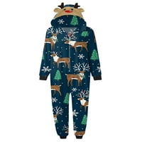 Eyicmarn Porodica Uklapanje božićnih pidžama Kombinsuits Crtani Elk Santa Snowflake Deer Print s kapuljačom