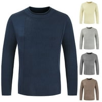 Muški pleteni džemper - Cardigan s dugim rukavima, pulover tisak tanki mock vrat, za jesen zimski bež