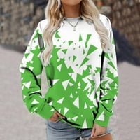 Duks za ženske modne dukserice s dugim rukavima cvjetni ispis pulover Atletski vrhovi Boho bluze za žene y2k top zeleni xxl