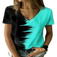 Majica Bomotoo za žene kratki rukav Tee Tie Dye Majica Labavi pulover Dailyer Tunic Bluza Plava 5xl