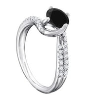 Mauli dragulji za angažovanje prstena za žene 1. karat isprepleten dizajn crni dijamantni angažman vjenčani prsten 4-prong 14k čvrsto bijelo zlato