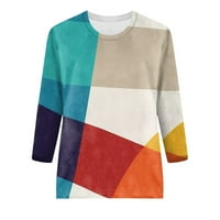 Kratka košulja Žene tri četvrtine rukave majica Geometrijska boja blokirajući tisak modnih vrhova Juniori