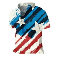 Pamučna košulja Henley za muškarce Casual Short AMERIVE američka zastava tiskana majica Retro stil uznemirene
