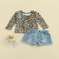 Djevojke Set odjeće Leopard Print Pulover i elastične traperice