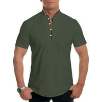 Farfi Muška košulja Solid Boja tanka ljetna kratka rukava zastoj za izlasci