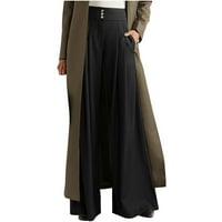 Daqian Womens plus veličine hlače za čišćenje Ženska modna casual puna labava hlače Čvrsta visoka struka