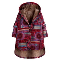 DTIDTPE jakne za ženska jakna Ženska ženska zima topla odjeća Print džepovi s kapuljačom Vintage prevelike