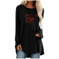 Olyvenn popust Valentines Day Pokloni Tuničke majice za žene Dame Fashion Midi bluza Dugi rukavi Ljubav