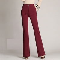Ediodpoh Ženski džepovi High Squist Solid ravno-nogalne hlače Duge pantalone Pantalone ženske casual
