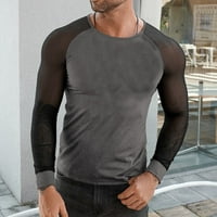 Muški posadni vrat na vrhu šivanja dugih rukava Pogledajte kroz mrežnu majicu bluza TEE TOP