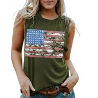 Ženski ljetni memorijalni tenkovi Ležerni američki zastava Ispiši grafički tees bez rukava Boaneck bluze