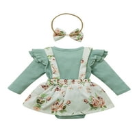 Meihuida beba devojčica cvjetni suspenders suknja rumper + traka za kosu, pakovanje