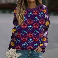 Strungten ženska modna casual okruglica s dugim rukavima Halloween Print Raglan rukav majica Top Dressy