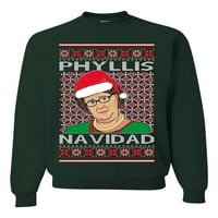 Divlji Bobby, ured Phyllis Navidad Happy Holiday Ružan božićni džemper Unise Crewneck Grafički duks, Šumska zelena, 3x-velika