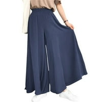 Huachen ženske meke pantalon široko noge duge hlače, casual visoke pantalone sa strukom plus veličina