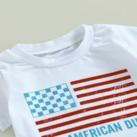Dan nezavisnosti Baby Boys Outfits Ljetni Nacionalni slovo zastava Ispiši majicu kratkih rukava i elastični