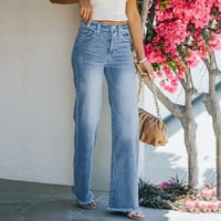 Traperice za žene visoke struk hlače u boji Jeans Women džepna traper tanka dugmeta elastične žene traperice