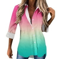 Košulja za ženske košuljenje vrhovi za žene Ležerne prilike dugih rukava majica Cardigan Color Gradient