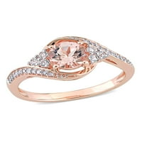 1. Carat morgatit i bijeli Topaz obilazni prsten u 10K ružičastog ružičastog zlata s dijamantima