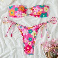IOPQO kupaći kostim ženskim modnim cvjetnim printom Split kupaći kostim kupaći kostim dva bikinija za