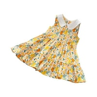 Miluxas deco Maxi Clearence Toddler Kids Baby Girls Fashion Slatka rukava s slatkim cvijećem ruff haljina žuta 7-8 godina