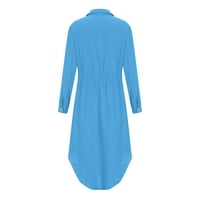 Ljetne haljine za žensko čišćenje trendswomen-ove čvrste boje Jednoj grudi Kašika za košulje od pamučne
