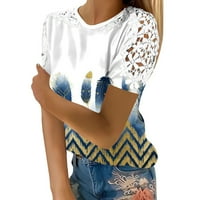 Košulje za žene Grafička vintage košulja čipka vrhunske kratkih rukava elegantna tunika za žene