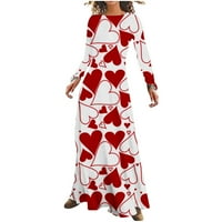 Zunfeo ženska haljina - Maxi haljina dugih rukava Crta proljeće Proljeće Ljeto Fit & Flare ispisana