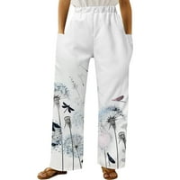 Fsqjgq cvjetni print bijeli jogger hlače za žene proljeće ljeto visokog struka duge casual labavo široke