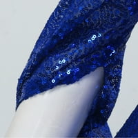 Žene sekvencene plave cheongsamse haljina dugačka haljina s dugim V izrezom