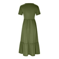 Fartey Sunkes for Women Trendy Solid Boja kratki rukav labav fit Mini haljina ruffle slojevita hem v