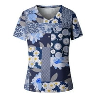 Sdjma Ženska klasična majica pamučna majica s kratkim rukavima Žene Ležerne prilike za majicu Cvjetni