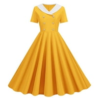 FINELYLOVE Duljina koljena Dress Active haljina Košulja kratkih rukava Čvrsta žuta m