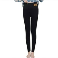 Ženske modne kašmirske gamaše hlače opuštene ležerne print elastične istrošene pantalone Udobne jeseni zimske termičke rastetne duge hlače crne xl