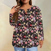 Strungten ženska plus veličina modna nova majica sa dugmetom dugih rukava cvijet od tiskanih ležernih vrhova