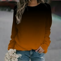 Fjofpr Ženska odjeća vrhovi duksevi za žene plus veličina dugih rukava gradijentni ispisani posadni bluza labavi fit pulover vrhove