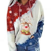 Božićna dukserica za žene, Powerdelu Drop ramena s dugim rukavima meka i pulover u boji za ubod
