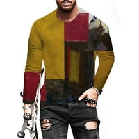 iopqo košulje za muškarce muške ležerne ulice 3D digitalni tisak okrugli vrat dugih rukava s dugim rukavima TOP Yellow l